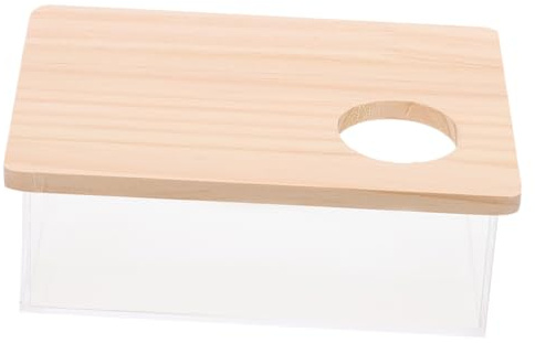 TOGEVAL Hamster Sandbad Box mit Holzdeckel Transparentes Sandbad für Kleine Haustiere Wie Meerschweinchen Chinchilla und Rennmäuse Multifunktionale Sandbadewanne und Haustiertoilette