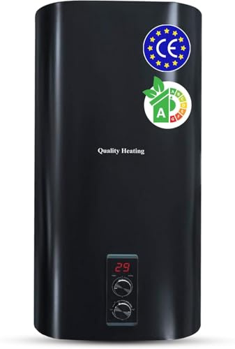 Chauffe-eau électrique 100L Quality Heating contrôle mécanique 2000W ballon eau chaude mural noir isolation 40mm économie énergie pour cuisine salle de bain maison