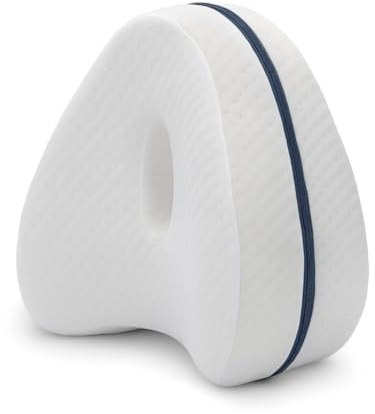 Cuscino per ginocchia in memory foam ortopedico, ideale per dormire sul fianco. Supporta gambe e anche, aiuta ad alleviare il mal di schiena e favorisce una postura corretta durante il sonno.