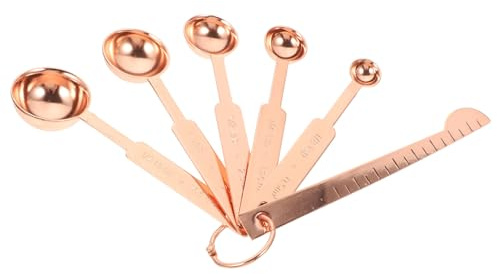 TOYANDONA Stainless Steel Measuring Spoons with Ruler Rose Gold Baking and Kitchen Tablespoon Teaspoon Measure Spoons for Accurate Coffee and Cooking Measurements