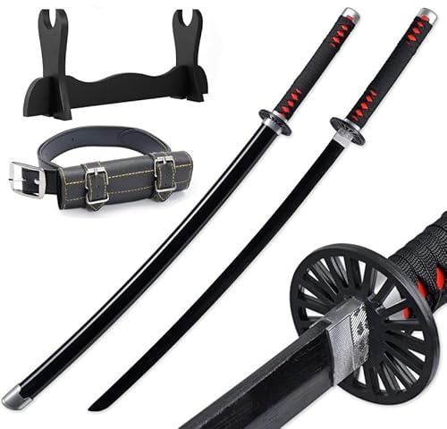Udekit Anime Ninja Espada de Bambú Katana Guerrero Arma–40pulgadas(104 cm),con Cinturón y Soporte,para Halloween Fiesta Temática Carnaval Fiesta de Disfraces Cosplay
