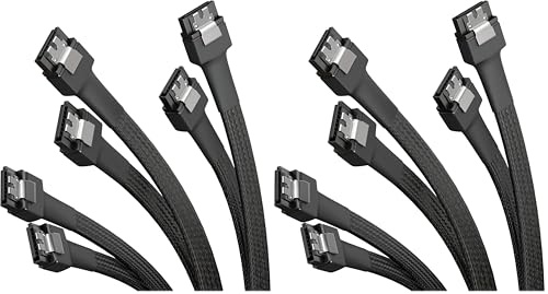 KabelDirekt – 3x SATA-3-Kabel 6 Gb/s – 30 cm, gerade (Datenkabel, 6 Gbit/s, SATA-III/Serial-ATA, L-Stecker, Set aus 3 Kabeln, verbindet Festplatten/SSDs/Laufwerke mit dem Mainboard, schwarz)