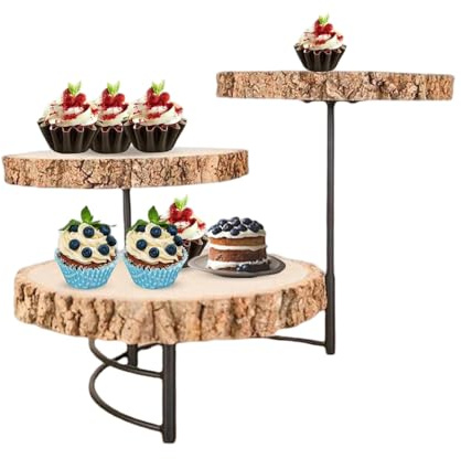 3-stöckiger Kuchenständer aus Holz, runder, wiederverwendbarer Dessertständer, vielseitige Servierplatte für Obst, Snacks und Blumen, Dekoration für Hochzeiten, Geburtstage, Partys und den Esstisch