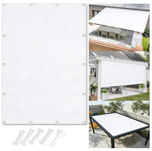Tenda a Vela Parasole - 1.8x2M Bianco - Vela Ombreggiante Rettangolare, Telo Tende da Sole per Esterno Impermeabile con Fune e Occhiellato Protezione UV per Balcone Giardino Terrazza