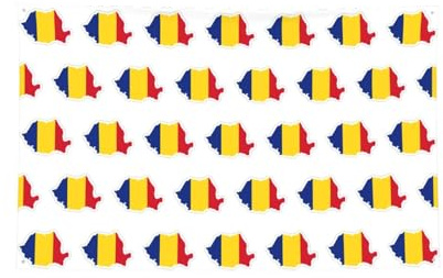 Bandera de Rumania con cuatro agujeros decorados, bordes cosidos, para decoración de pared de oficina y hogar