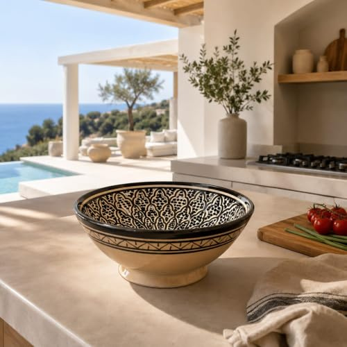 Generico Ciotola in Ceramica Terracotta Marocchina Artigianale Diam. 20 cm -Appendibile,Decorativa e da Portata- Eleganza e Versatilità per la Tua Casa 0207261400