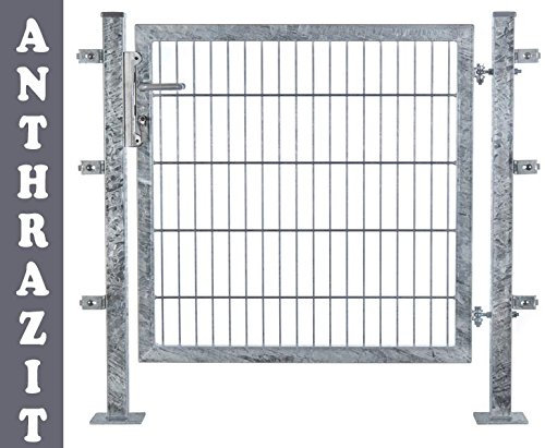 bambus-discount.com Zaun Tor für Doppelstabmatten 100x100cm feuervz. + anthr., incl. Pfosten und Zubehör