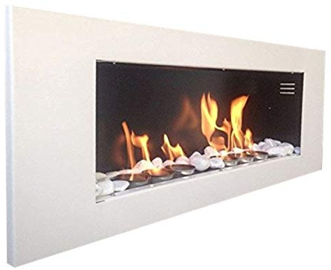 Kaminbau Mierzwa Biokamin Wandkamin Bioethanol Ethanolkamin XXL Modell Plus + gratis Set Dekosteine - Weiß