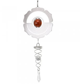 CIM Metall Deko Windspiel - Little Crystal Twister Sacral - Abmessung: 28x3cm, Glaskörper: Ø3cm rund, Ø2cm birnenförmig, 3,5x1,5cm tropfenförmig - inkl. Aufhängung und Glaskörper - Gartendeko