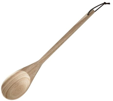 FACKELMANN Kochlöffel 33 cm AKAZIE, hochwertiger Rührlöffel aus Akazien-Holz, aufhängbar am Kunstlederbändchen, robuster Salatlöffel in modernem Natur-Design (Farbe: Braun), Menge: 1 Stück