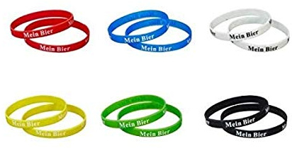 Cepe, Glasmarkierer und Flaschen mit passendem Armband aus Silikon.