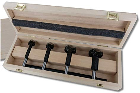 FAMAG Mühlen-Bohrer-Set 5-teilig im Holzkasten Ø 22, 25, 38, 42 mm + 250 mm Verlängerung