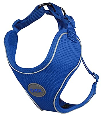 DDOXX Reflektierendes Airmesh Step-In Hundegeschirr - Verstellbare Brust Welpengeschirr für alle Größen - XL (Blau)