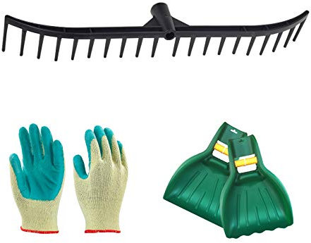 PDL – Pegdev - 20T Black Bunker Rake Head with Leaf Scoop & Garden Gloves – Essential Green keeping Tools.