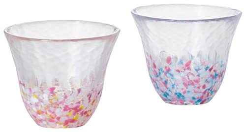 ADERIA Lot de 2 verres à saké japonais - Rose - 120 ml - 120 ml - Fabriqués au Japon - Fabriqués au Japon - Fabriqués à la main - Pour saké, thé, jus, eau, pois, Tsugaru Vidro - Coffret cadeau