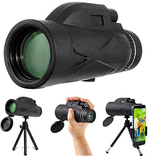 HJTLK Monokular 80x100, High Power HD Wasserdicht Monokular Teleskop mit Handyhalterung und Stativ, für Vogelbeobachtung, Wandern und Konzertbesuche