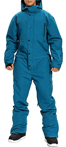 BGX Mens Waterproof One Pieces Snowsuits Winter Ski Suits for Skiing Outdoor Sports(2XL,Blue)