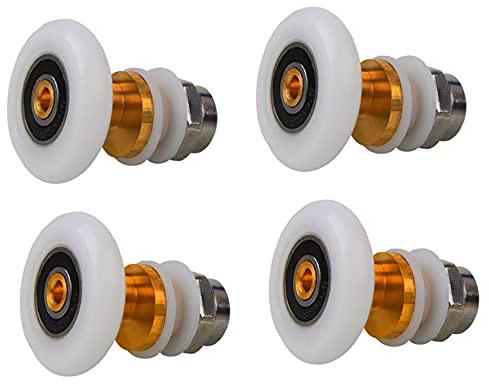 ANCLLO Lot de 4 rouleaux de porte de douche de 27 mm de diamètre pour porte coulissante en verre de salle de bain