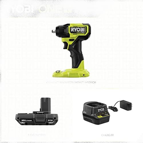 RYOBI ONE+ HP 18V Brushless Cordless Compact 3/8 Impact Wrench Kit with 1.5Ah Battery and 18V Charger