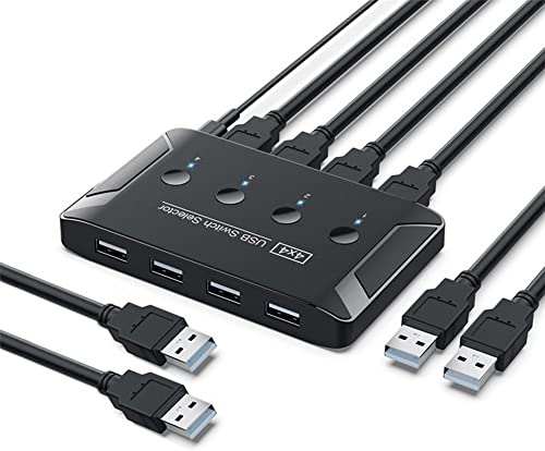 Xiwai KVM USB 2.0 Selettore Switch 4 Porte PC Condivisione 4 Dispositivi per Tastiera Mouse Scanner Stampante