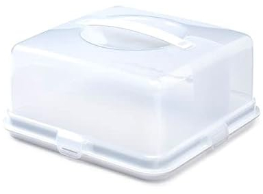 Portable Clear Plastic Cake Containers with easy grip Handle- Lockable Lid in 2 different shapes(Round, Square) for Storage of Cakes, Pies, Cookies and Desserts (Square Cake box)