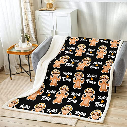 Kuscheldecke 120x150 Süßes Faultier, 3D Yoga Wolldecke Warme Fleecedecke Flauschige Decke, für Tagesdecke Blanket Sofadecke, für Bett Sofa