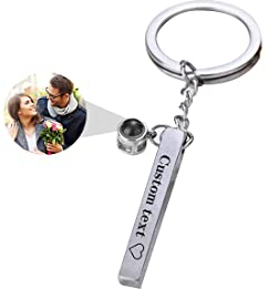 Porte-clés d'image personnalisé pour hommes femmes porte-clés de projection de photo je t'aime porte-clés,Silver