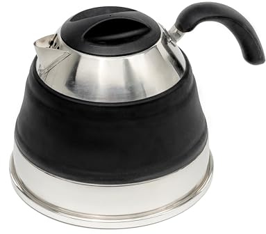 Zusammenklappbarer 1,5-Liter-Wasserkocher aus Silikon – Camping-Teekessel, Campingtopf im Freien (Schwarz)