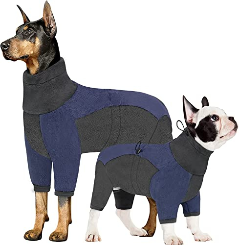 Sanswin Wintermantel Hund, Hundemantel Mittel Grosse Hundejacke Winter Warm Hundekleider mit Reißverschluss und Stehkragen, Im Freien Winterweste Hund mit Bauchschutz (XXL,Schwarz Blau)