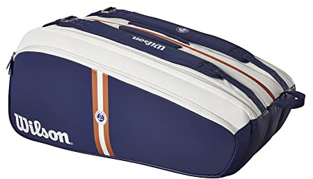 WILSON Roland Garros Super Tour Tennisschlägertasche, Marineblau/Weiß, für bis zu 15 Schläger