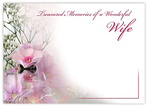celloexpress Treasured Memories Wife (Phlox Reflection) Flower Message Cards - 90mm x 125mm - Bereavement Florist Card Sympathy Condolences Notes (Pack of 6)