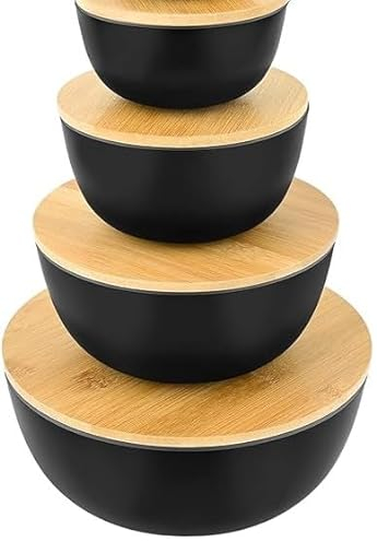 Bremel Home Juego de ensaladera con tapa (negro (4))