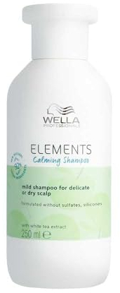Wella Professionals ELEMENTS CALMING Champú sin siliconas, cuidado suave del cabello para cuero cabelludo sensible, calma y regenera, con té blanco y provitamina B5, 250 ml
