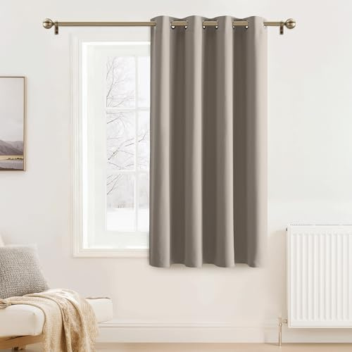 PONY DANCE Cortinas Aislantes Frio y Calor Cortinas Infantiles Niño Cortina Opaca Termica Aislante con Ojales Blackout Curtain, 1 Pieza, 132x137 CM (Ancho x Alto), Arena