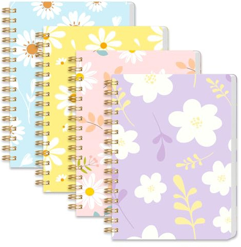 Koogel 4PCS Pocket Spiral Notebooks, Mini Notepads Small Pocket Notebook Journal for Women Gift Office School Supplies