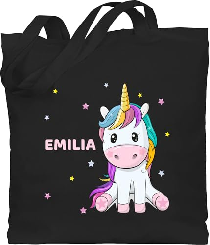 Geschenk mit Namen personalisiert by Shirtracer - Baumwolltasche - Einhörner - Einhorn Unicorn