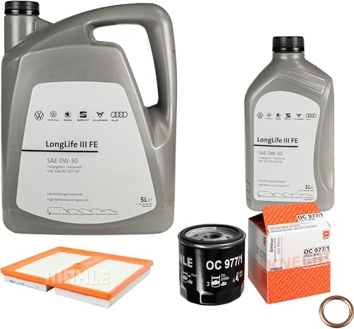 Inspektionspaket Wartungspaket Filterset mit 6 L 0W-30 Motoröl LongLife 3 FE, Ölfilter Luftfilter Ölablassschraube-Dichtring