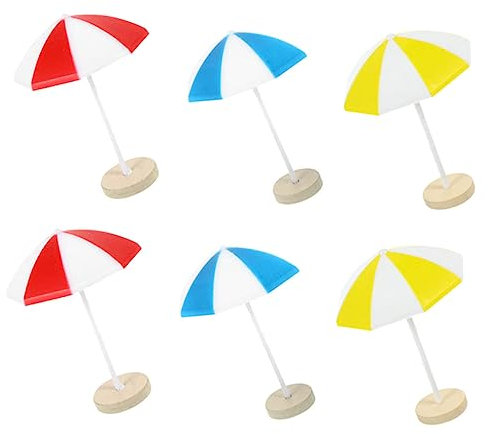 BESTonZON 6pcs Miniature Beach Umbrellas Landscape Decor Miniature House Furniture for Doll House Scene Mini Beach Accessories
