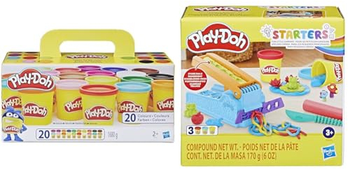 Play-Doh A7924EUC Super Farbenset (20er Pack), Knete für fantasievolles und kreatives Spielen & Knetwerk Starter-Set für Kinder zum Kneten und Spielen