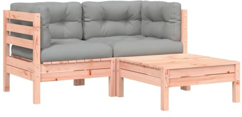 vidaXL Gartensofa 2-Sitzer, Outdoor Sofa mit Latten-Design, Gartencouch mit Kissen Hocker, Gartenmöbel Gartengarnitur Sitzgruppe Chaiselongue