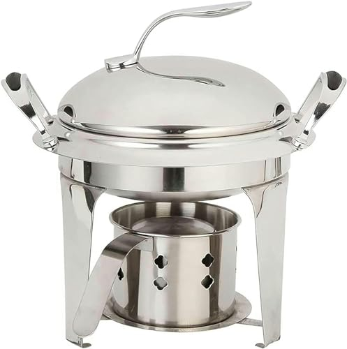 QPZMALSKY Household Stainless Steel Chafing Dish, Round Chafer Buffet Catering Warmer Set W/Food Pan, Lid and Fuel Holder, for Buffet/Weddings/Parties