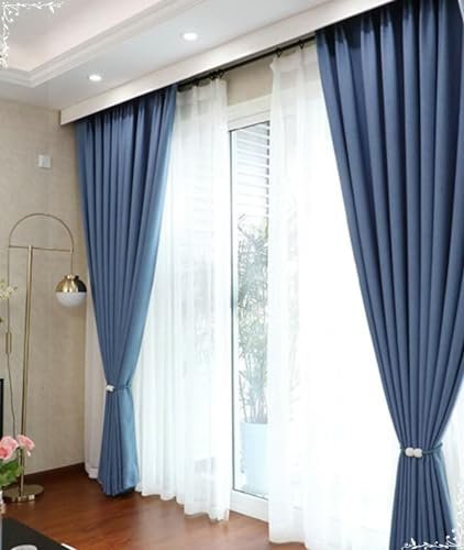 Bishilin Verdunkelungsvorhänge mit Haken 96x160CM, Vorhänge Blickdicht 2 Set Marineblau Leinenoptik Einfarbig Nordisch Gardinen Wohnzimmer Jugendzimmer Schlafzimmer