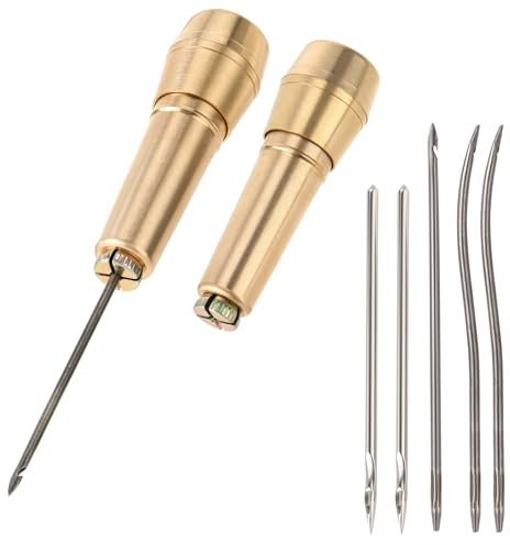 Ledernadel Nähahle Ahle 2 Set Kupfergriff Nähahle Kegel Nähahle aus Segeltuchleder mit Messinggriff Näh- und Schuhreparaturwerkzeug Leder Schuhmacher von Hand Ahle für DIY-Näharbeiten und Reparaturen