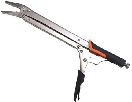 Verlängerte lange Gripzangen, Gripzangen mit großer Reichweite,Gerade, schmale Kfz-Reparaturzange, 15 Zoll - Verstellbare, gebogene Backenzange mit rutschfestem Griff, geeignet zum Klemmen, Drehen und
