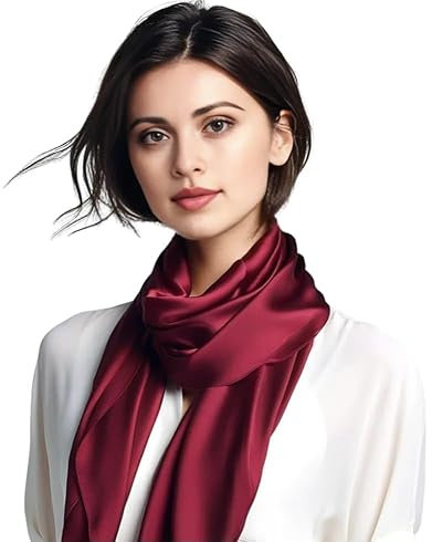 LA FERANI Seidentuch dunkel rot Uni Farbe Halstuch Chiffon Tuch Umschlagtuch leicht 90x90cm Bandana Geschenk für formelle Anlässe elegant stilvoll (Wein Rot)