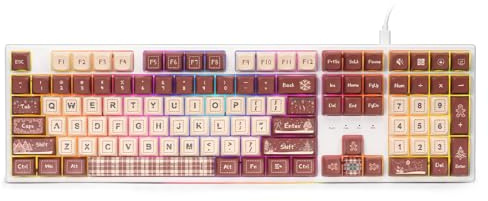 Redragon K668 Xmas Gasket RGB Gaming Tastatur Kabelgebunden 108 Tasten | 4 Zusatztasten Hot Swappable Schallabsorbierender Schaum Weihnachtsmann Tastenkappen