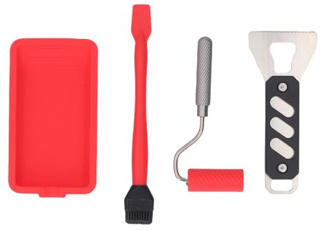 Holzleim-Applikator-Set, wiederverwendbares Klebeset aus Aluminiumlegierung und Silikon mit Tablett, Rolle und Pinsel für präzise Holzbearbeitung und Bastelarbeiten