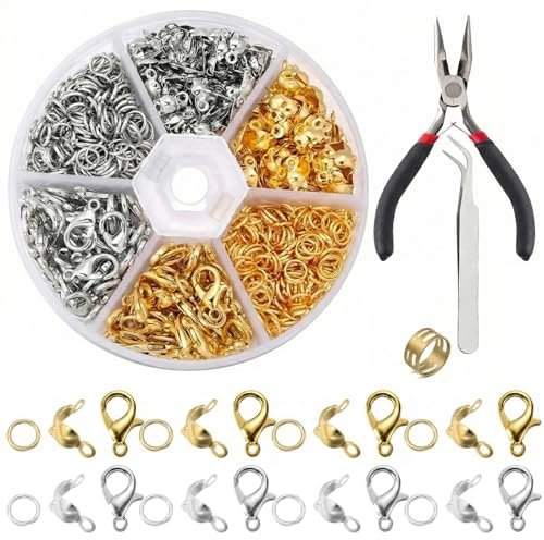 460 Pezzi Chiusure per Collane, Chiusure per Braccialetti Kit, Gancetti per Braccialetti, per Gioielli, Braccialetti Fai da Te, Collane fai da te