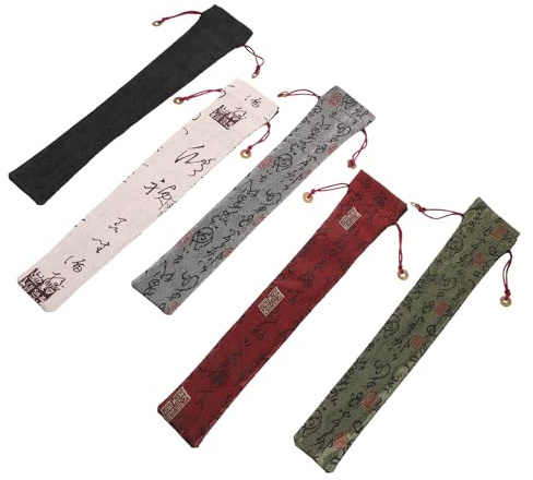 VILLCASE Bolsa para Abanico Diseño Tradicional Chino de Mano de Algodón Cordón Paquete de 5 Piezas para Almacenamiento Fácil y Colección Personal