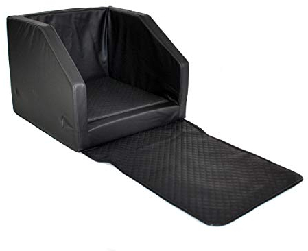 Mayaadi-Home Hundeautositz Beno Hundesitz Hundebett Autokörbchen Autositz Kunst Leder Auto Sitz Wasserdicht Waschbar Sicherheitsgurt Schwarz L- (55x90cm)-Hinten
